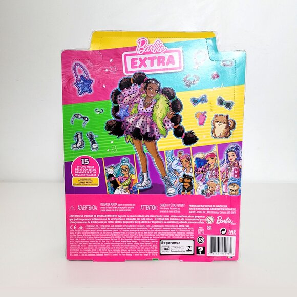 Barbie Extra #7 Blonde Hair Doll in Purple Dress Dog Ear Sunglasse Mattel - NRFB - Picture 2 of 2